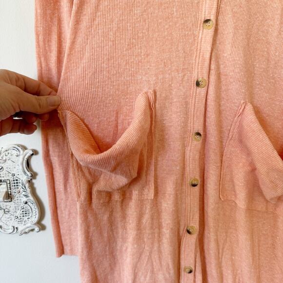 Free People Beach Bonita Ribbed Cardigan Dress Coverup in Peach M - Picture 6 of 11